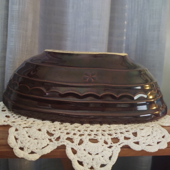 Vintage MAR-CREST Ovenproof Stoneware Pottery Bowl, Daisy Dot Pattern - Picture 4 of 11